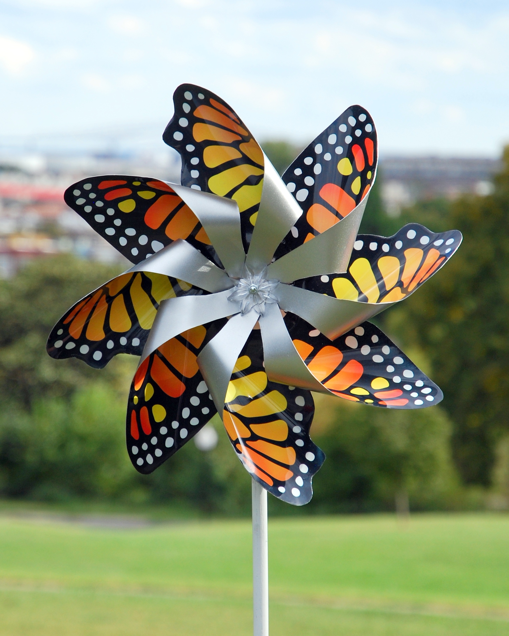 Monarch Butterfly Metal Pinwheel made with sublimation printing
